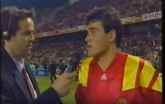 Luis Enrique en el España-Dinamarca