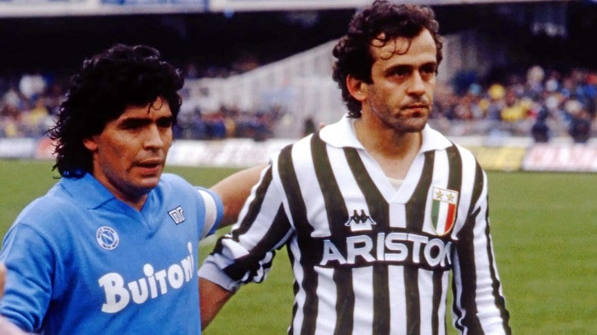 Michel Platini y Maradona 