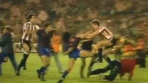 pelea de Maradona en al final de Copa del 84
