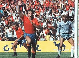Butragueño markiert ihn 4 Ziele nach Dänemark in Welt 1986.