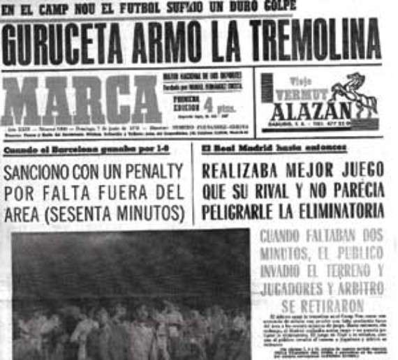 Guruceta señaló en 1970 un penalti inexistente a favor del Real Madrid 