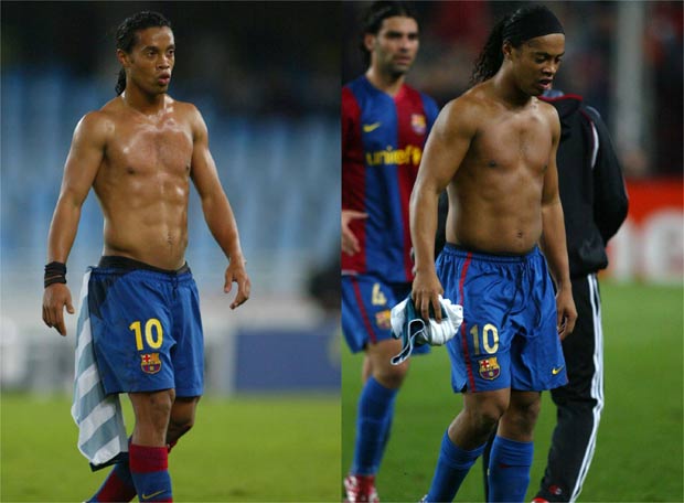 Ronaldinho descuidó claramente su físico 