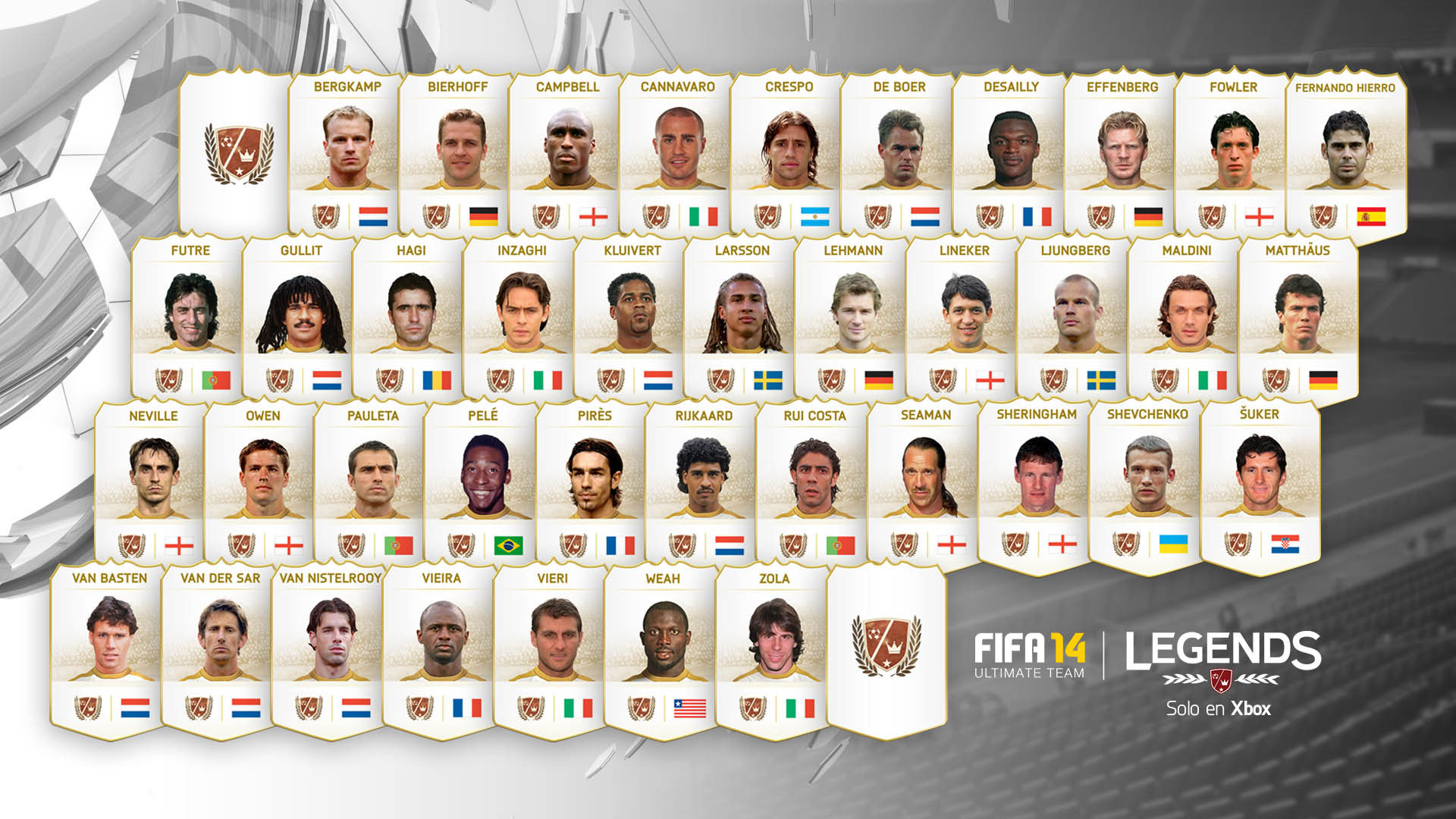 Imagen de las leyendas que saldrán en FIFA14.