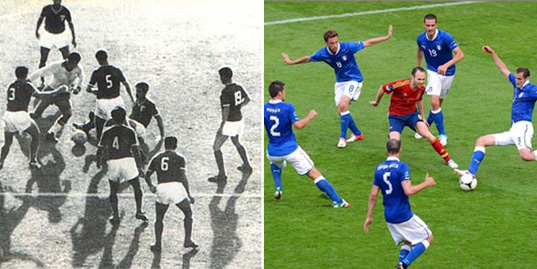 Iniesta recordó a Garrincha en la Eurocopa 2012 en su partido contra Italia.