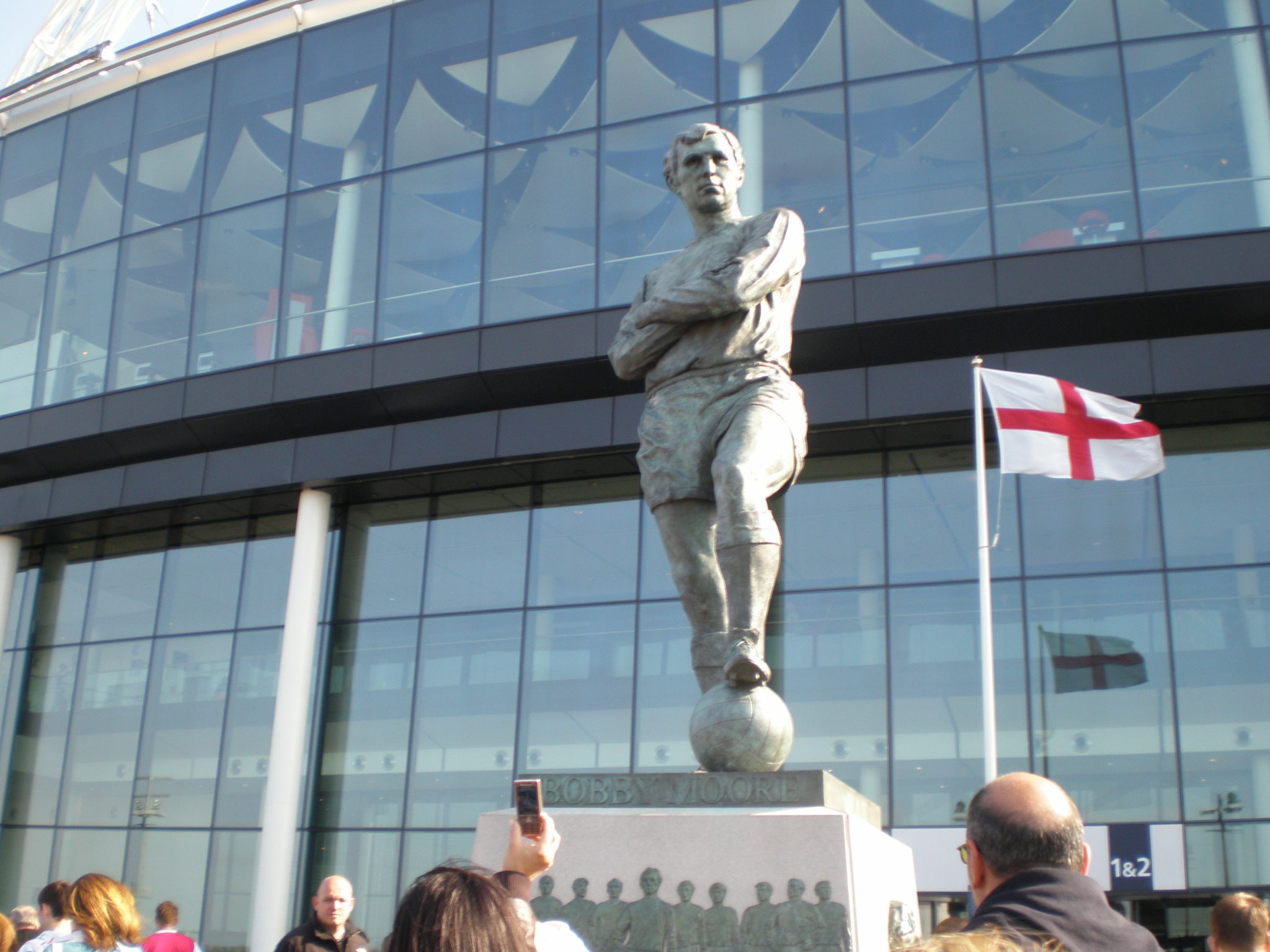 A statue stands at Wembley in honor of Moore.