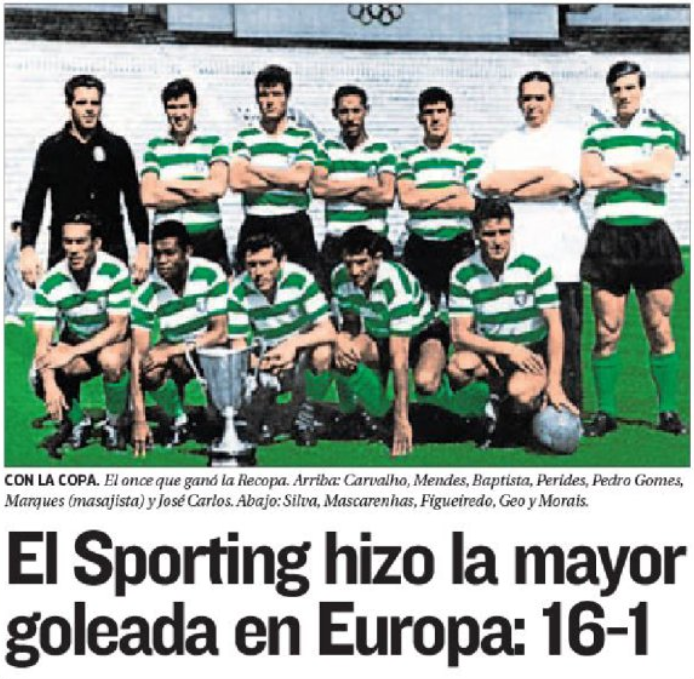 El Sporting de Lisboa consiguió la mayor goleada europea.
