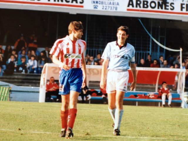 Julio Salinas with his brother Patxi in his time as a player of Sporting. Photo: Juliosalinas.net