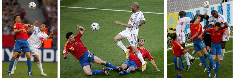 Weltmeisterschaft 2006: Frankreich besiegte Spanien durch 3-1 in Achteln. 