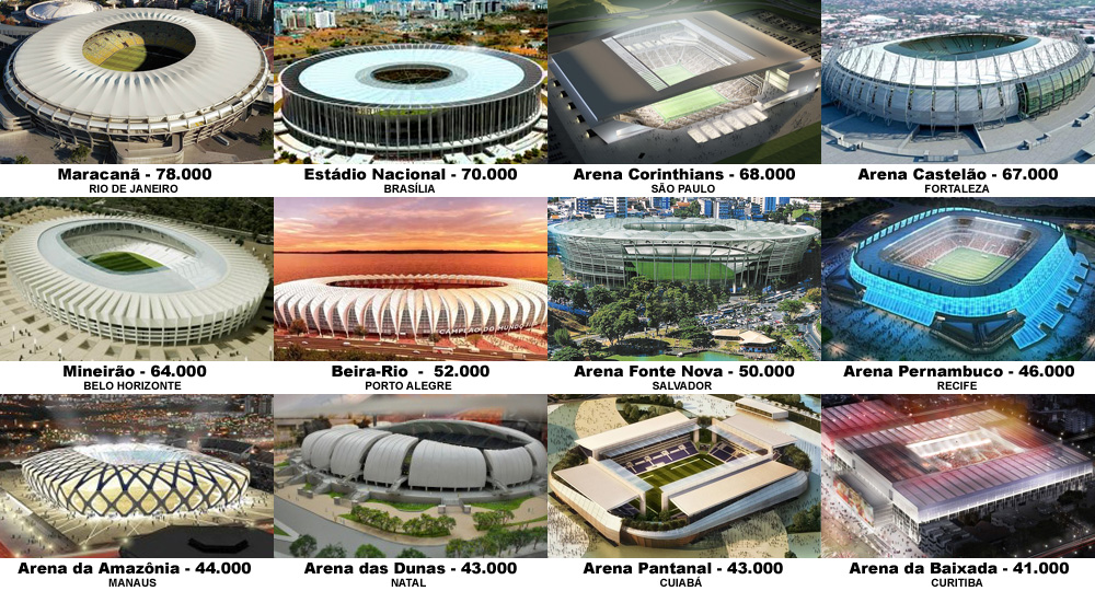 Twelve stadiums will host the World Cup in Brazil.