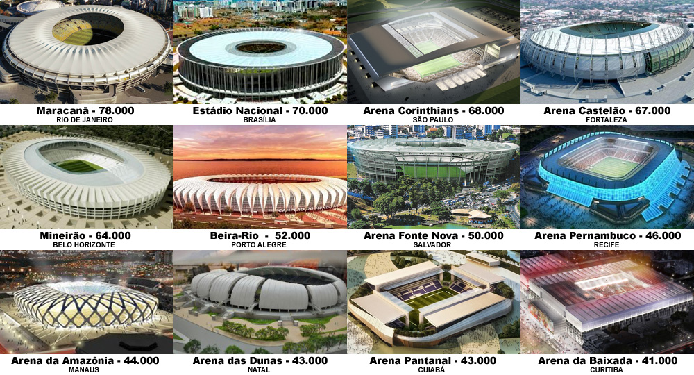 Los estadios del Mundial de Brasil 2014 70 Doce estadios albergarán el Mundial de Brasil.