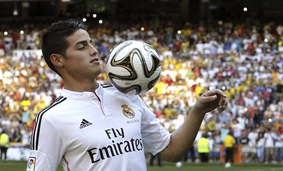 James the day of his presentation with Real Madrid.