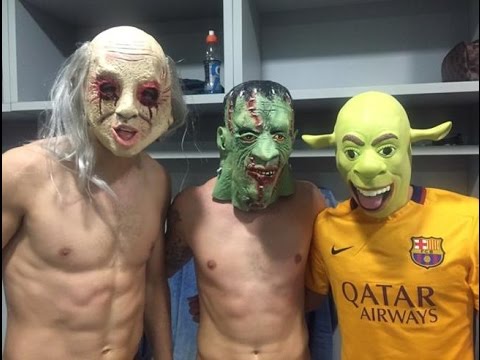 footballers on Halloween night