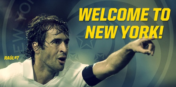 Raul in the wake of Pele and Beckenbauer in the Cosmos NY