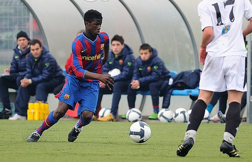 Keita con la camiseta del Barcelona en sus categorías inferiores.