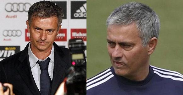 A la izquierda Mou en 2010 a su llegada al Real Madrid. A la derecha en su última etapa en el Madrid, 2013. Se puede ver el desgaste en sólo 3 años.