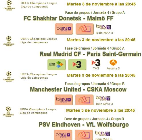 jornada del martes champions 2