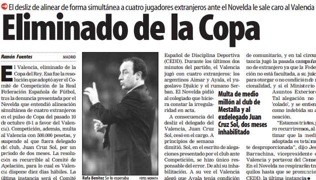 précédent de mauvais alignement dans la Coupe du Roi Rey 2 Benítez es reincidente.