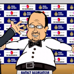 Englisch Parodie über die Einstellung der Benitez und den Eintritt von Zidane über das Netz fliegen