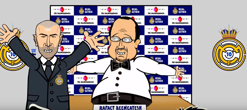 English spoof on the cessation of Benitez and the entry of Zidane flying over the network