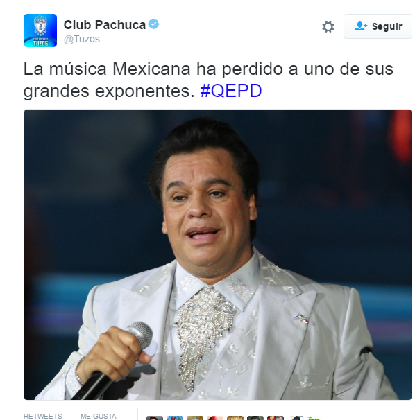 pachuca lamenta muerte de juan gabriel