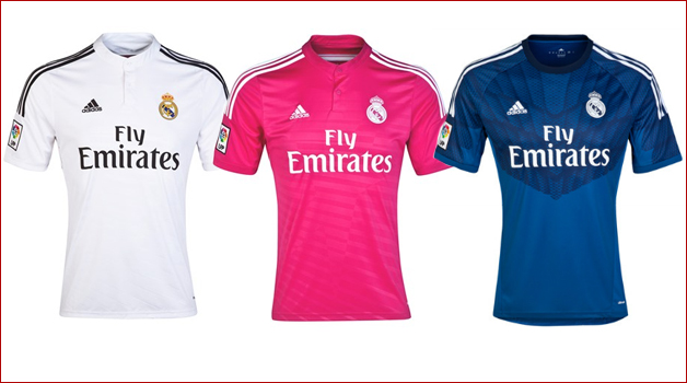 Las 3 camisetas del Real Madrid para la temporada 2014/15 fueron éstas. 