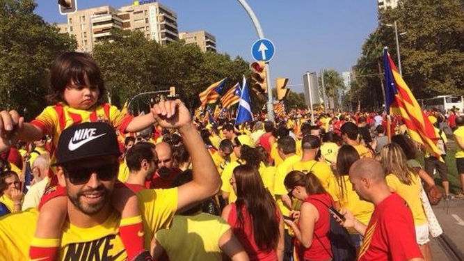 Gerard Piqué en la polémica foto durante una Diada catalana. 