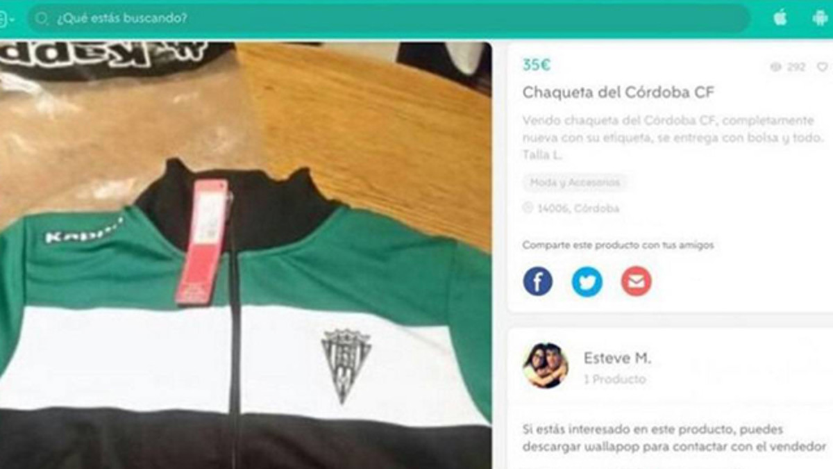 Córdoba player sells his official tracksuit by Wallapop