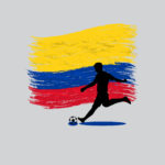 Soccer Player action with Republic of Colombia flag on backgroun