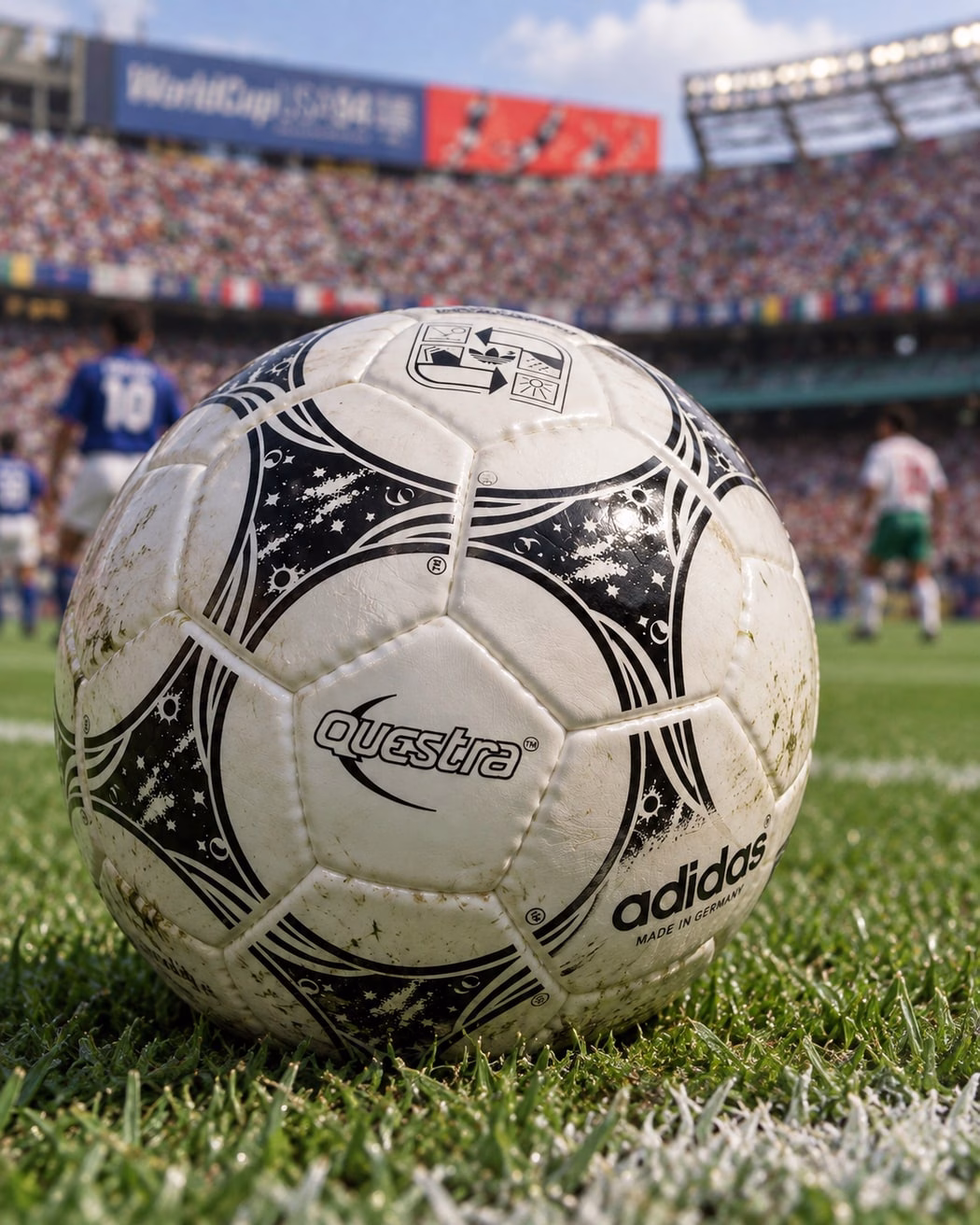 Detalle del Adidas Questra con el diseño de estrellas del Mundial 94