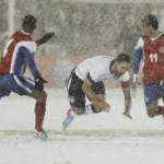 United States beats Costa Rica in a soccer match-snow